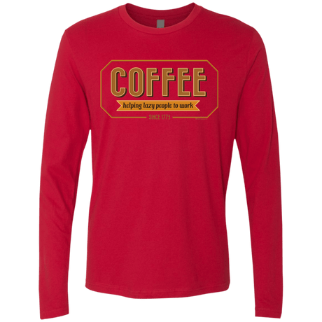 T-Shirts Red / Small Coffee For Lazy People Men's Premium Long Sleeve