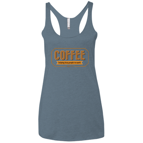 T-Shirts Indigo / X-Small Coffee For Lazy People Women's Triblend Racerback Tank