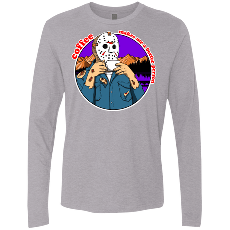 T-Shirts Heather Grey / S Coffee Makes Me Better Men's Premium Long Sleeve