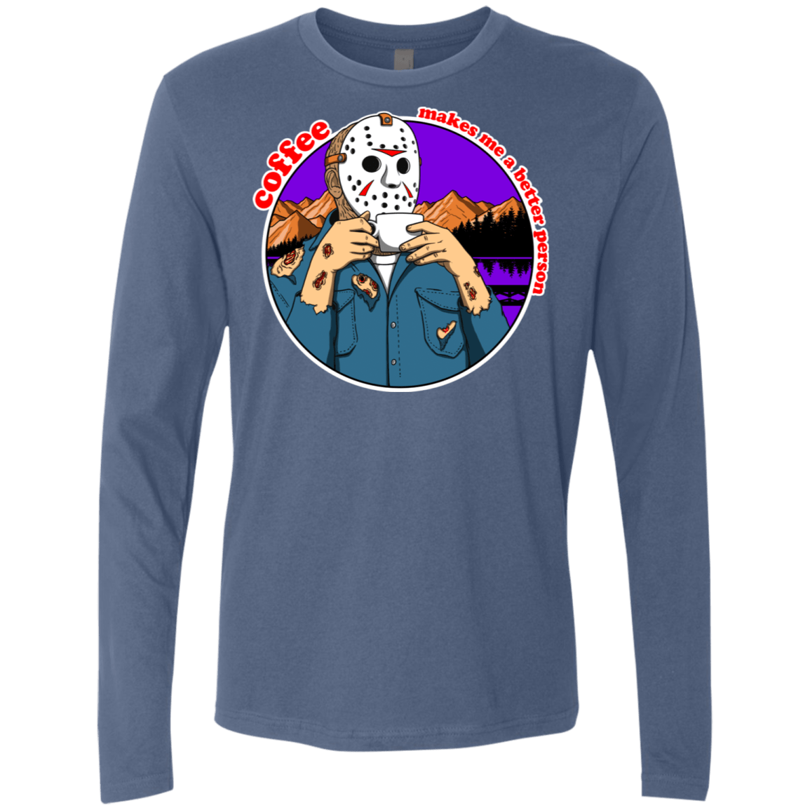 T-Shirts Indigo / S Coffee Makes Me Better Men's Premium Long Sleeve