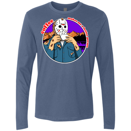 T-Shirts Indigo / S Coffee Makes Me Better Men's Premium Long Sleeve