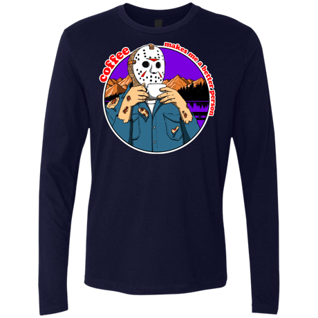 T-Shirts Midnight Navy / S Coffee Makes Me Better Men's Premium Long Sleeve