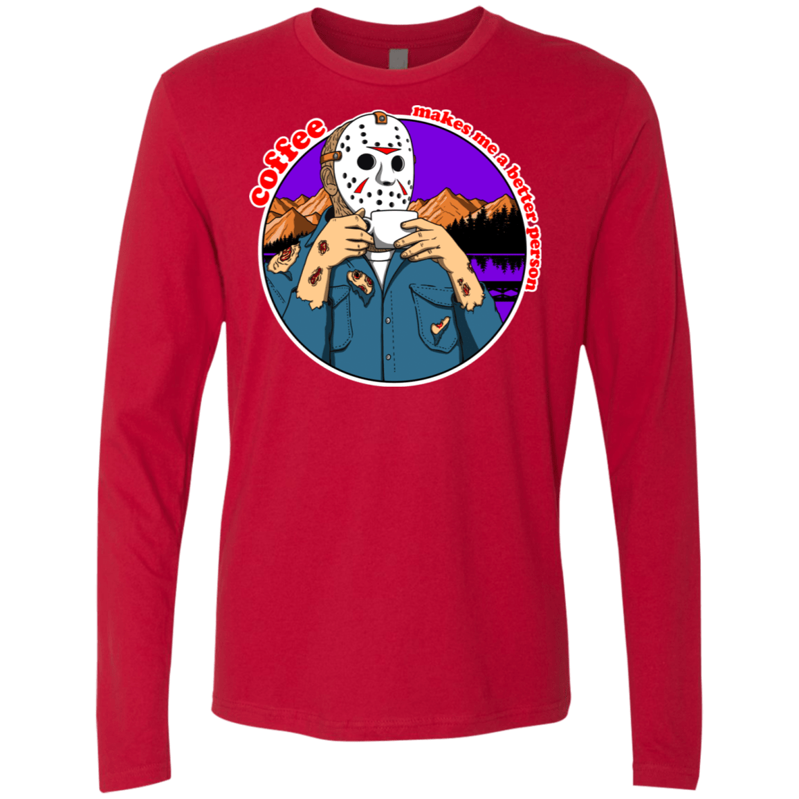 T-Shirts Red / S Coffee Makes Me Better Men's Premium Long Sleeve