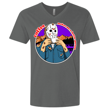 T-Shirts Heavy Metal / X-Small Coffee Makes Me Better Men's Premium V-Neck