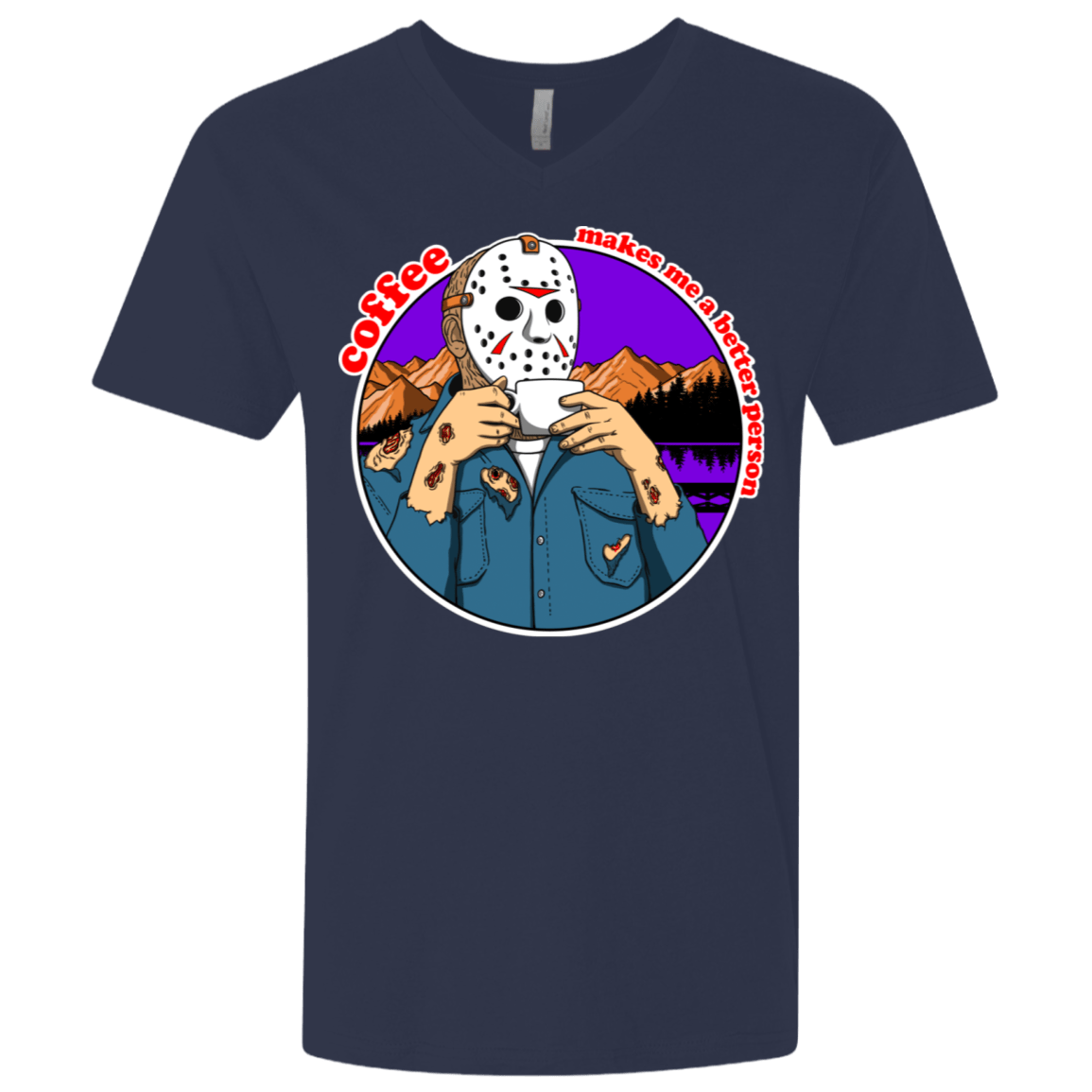 T-Shirts Midnight Navy / X-Small Coffee Makes Me Better Men's Premium V-Neck