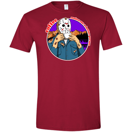 T-Shirts Cardinal Red / S Coffee Makes Me Better Men's Semi-Fitted Softstyle