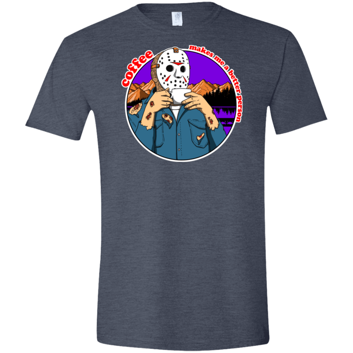 T-Shirts Heather Navy / S Coffee Makes Me Better Men's Semi-Fitted Softstyle