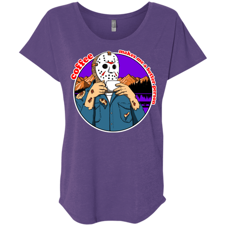 T-Shirts Purple Rush / X-Small Coffee Makes Me Better Triblend Dolman Sleeve