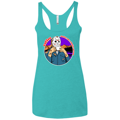 T-Shirts Tahiti Blue / X-Small Coffee Makes Me Better Women's Triblend Racerback Tank