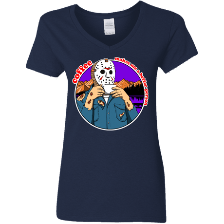 T-Shirts Navy / S Coffee Makes Me Better Women's V-Neck T-Shirt