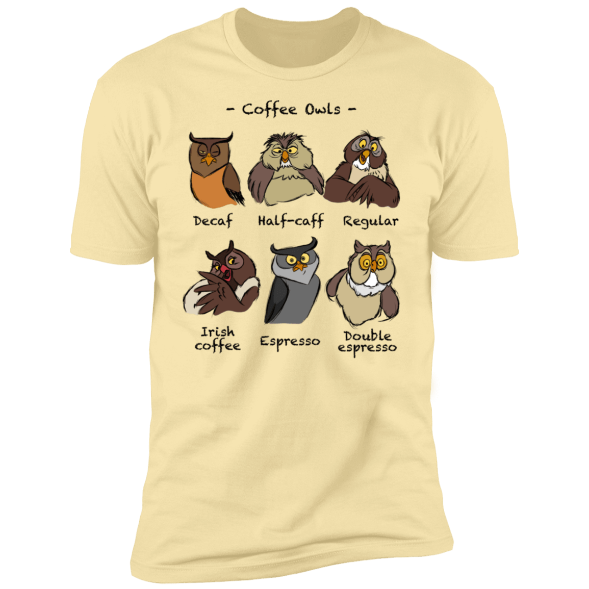 T-Shirts Banana Cream / S Coffee Owls Men's Premium T-Shirt