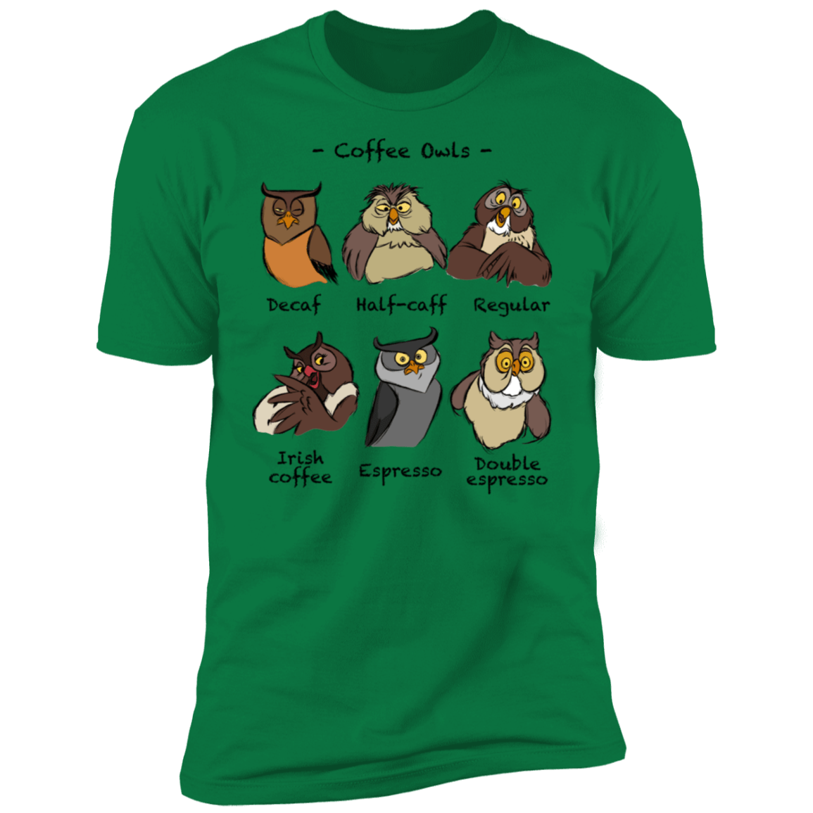 T-Shirts Kelly Green / S Coffee Owls Men's Premium T-Shirt
