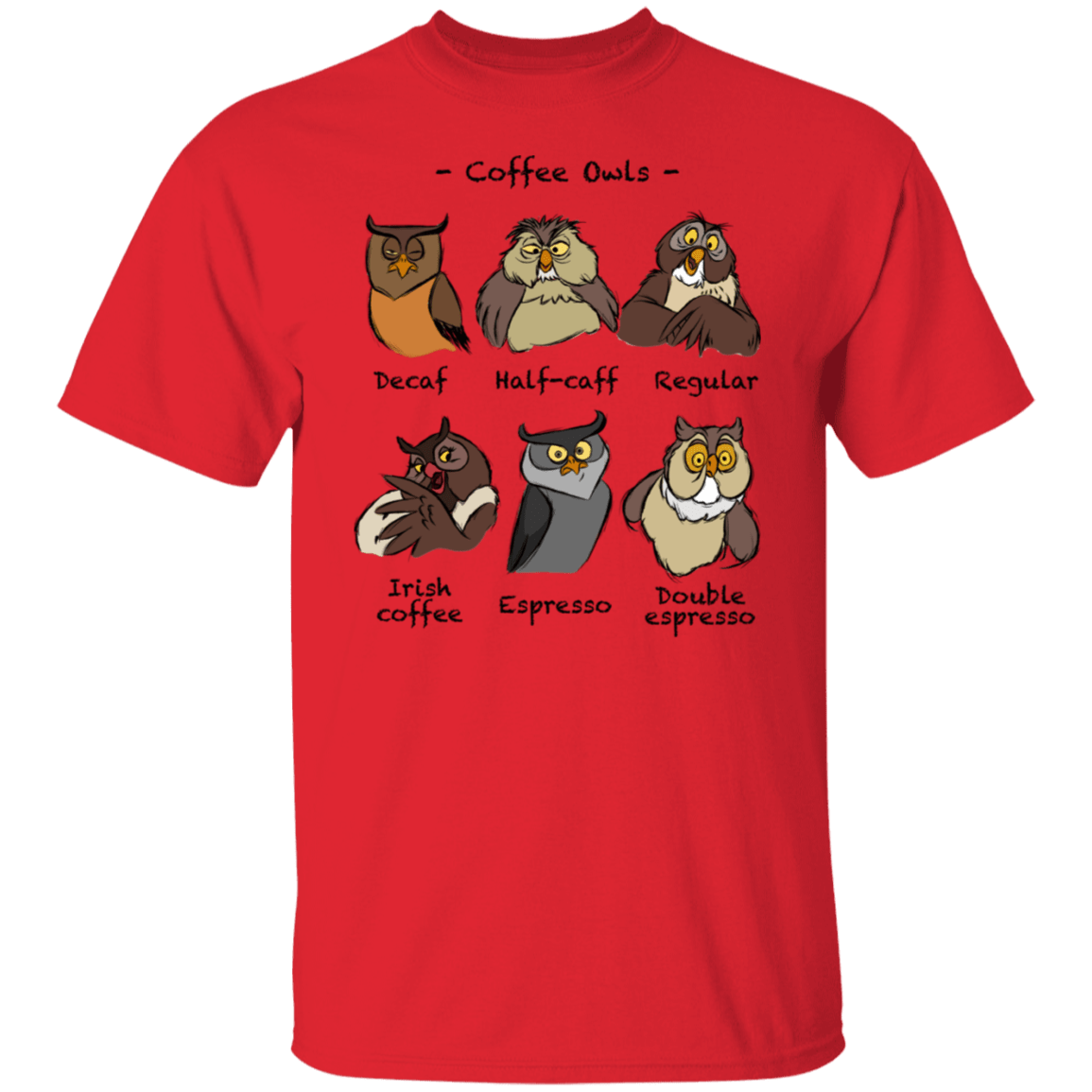 T-Shirts Red / S Coffee Owls T-Shirt