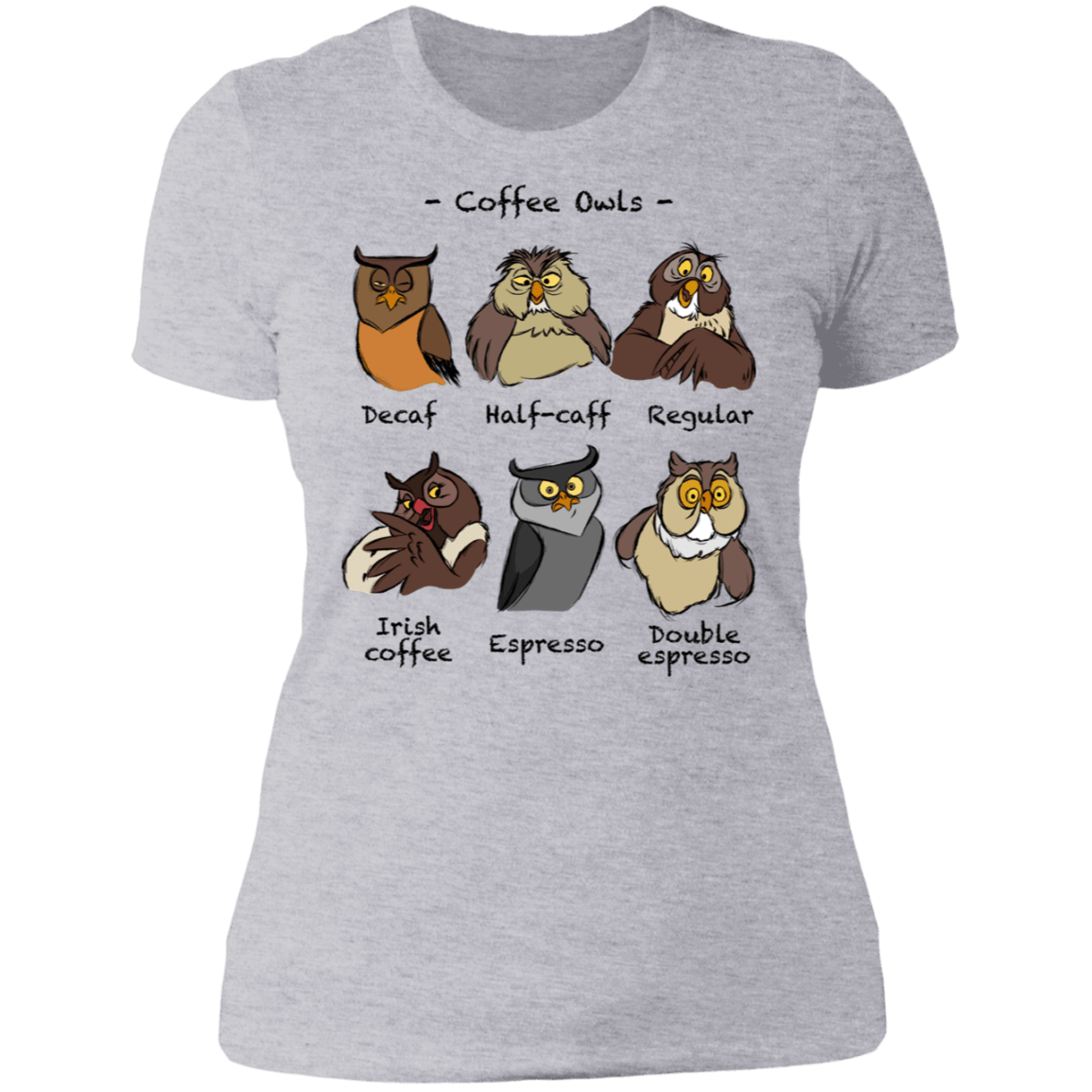 T-Shirts Heather Grey / S Coffee Owls Women's Premium T-Shirt