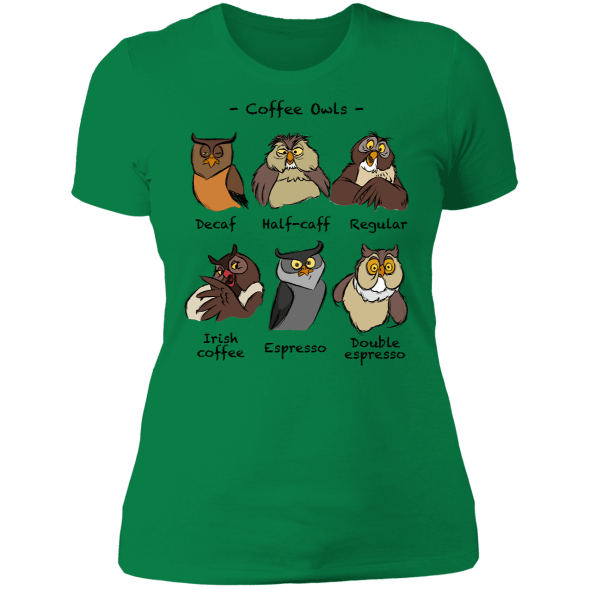 T-Shirts Kelly Green / S Coffee Owls Women's Premium T-Shirt