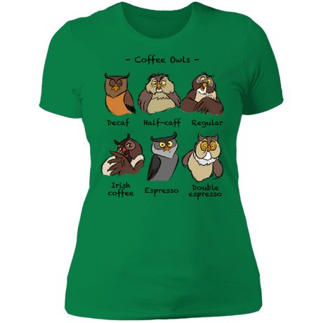 T-Shirts Kelly Green / S Coffee Owls Women's Premium T-Shirt
