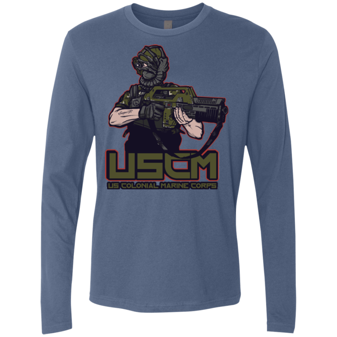 T-Shirts Indigo / Small Colonial Facehugger Men's Premium Long Sleeve