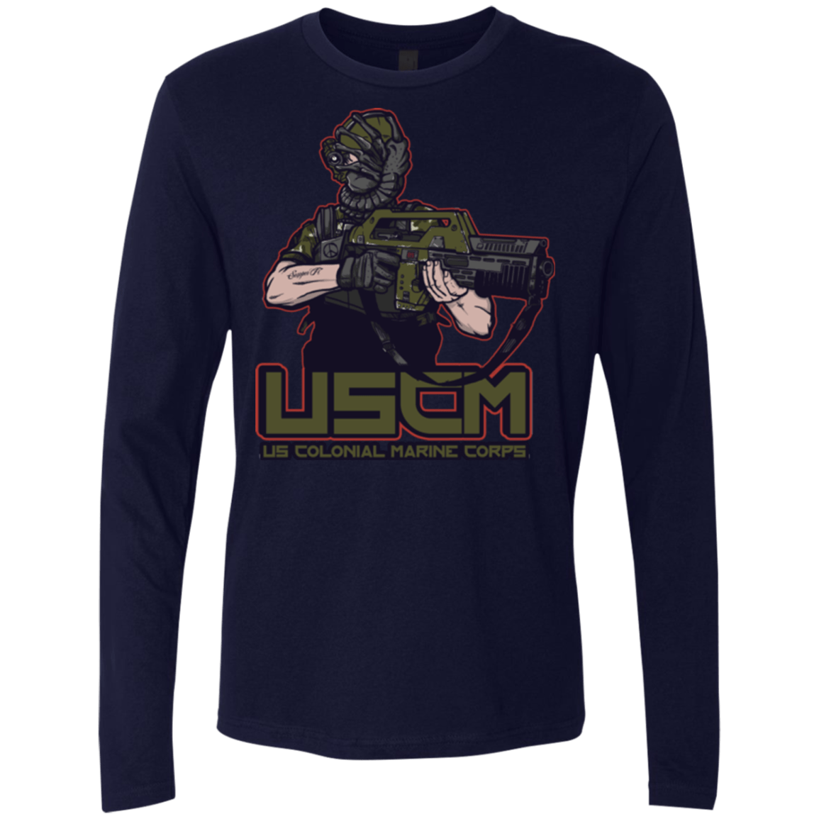T-Shirts Midnight Navy / Small Colonial Facehugger Men's Premium Long Sleeve