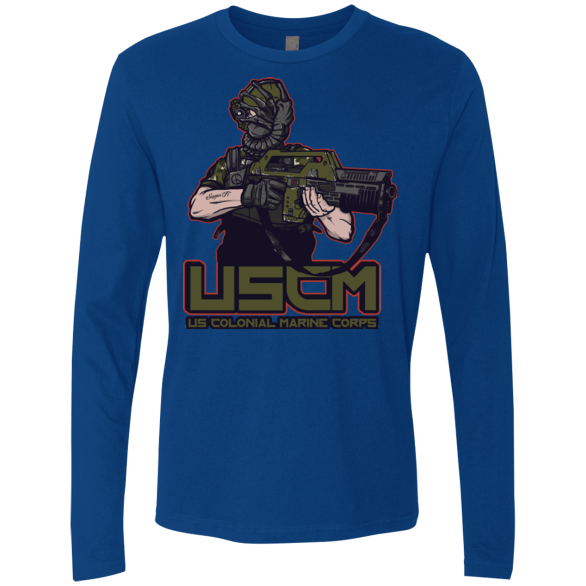 T-Shirts Royal / Small Colonial Facehugger Men's Premium Long Sleeve