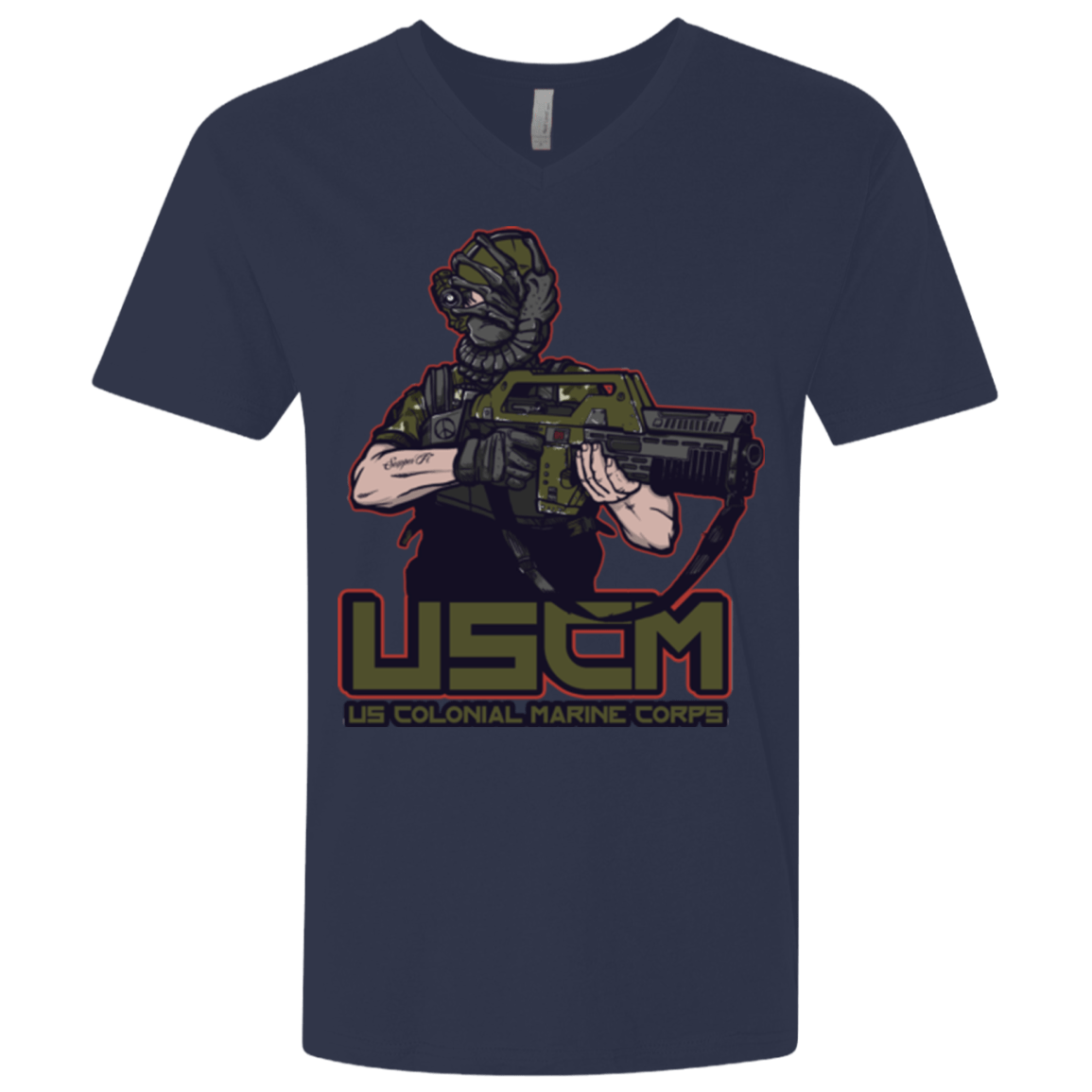 T-Shirts Midnight Navy / X-Small Colonial Facehugger Men's Premium V-Neck