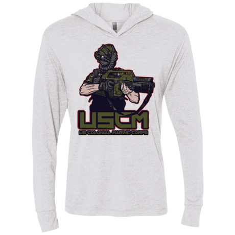 T-Shirts Heather White / X-Small Colonial Facehugger Triblend Long Sleeve Hoodie Tee