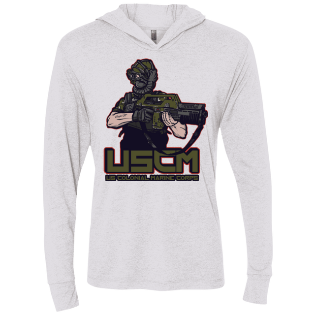 T-Shirts Heather White / X-Small Colonial Facehugger Triblend Long Sleeve Hoodie Tee