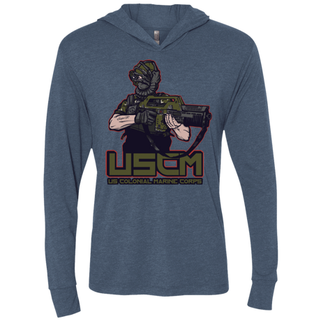 T-Shirts Indigo / X-Small Colonial Facehugger Triblend Long Sleeve Hoodie Tee