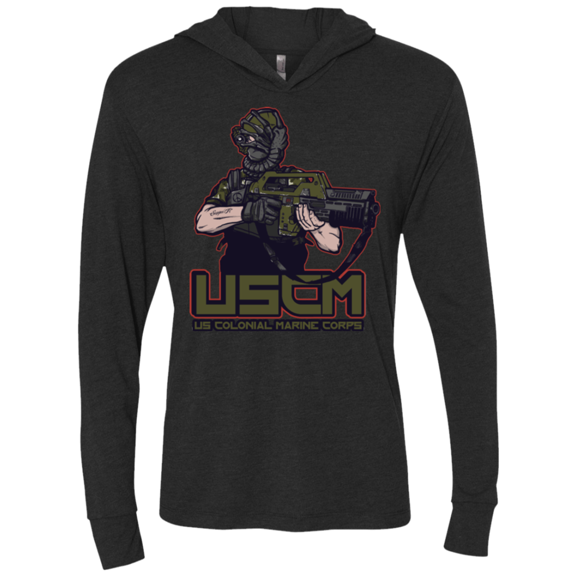 T-Shirts Vintage Black / X-Small Colonial Facehugger Triblend Long Sleeve Hoodie Tee