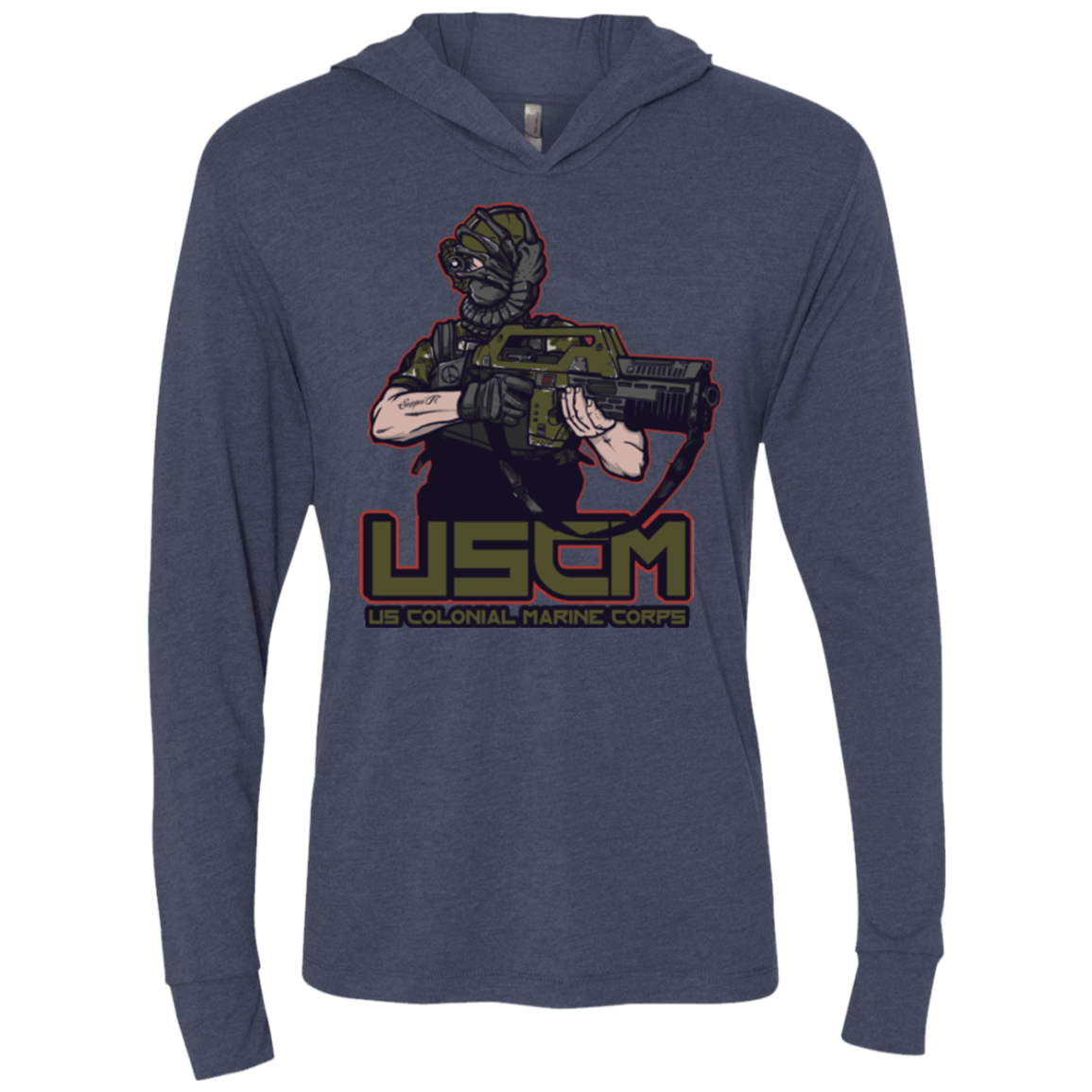 T-Shirts Vintage Navy / X-Small Colonial Facehugger Triblend Long Sleeve Hoodie Tee