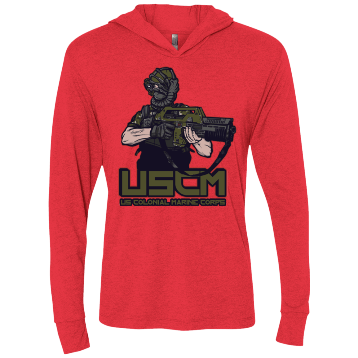 T-Shirts Vintage Red / X-Small Colonial Facehugger Triblend Long Sleeve Hoodie Tee