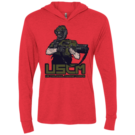 T-Shirts Vintage Red / X-Small Colonial Facehugger Triblend Long Sleeve Hoodie Tee