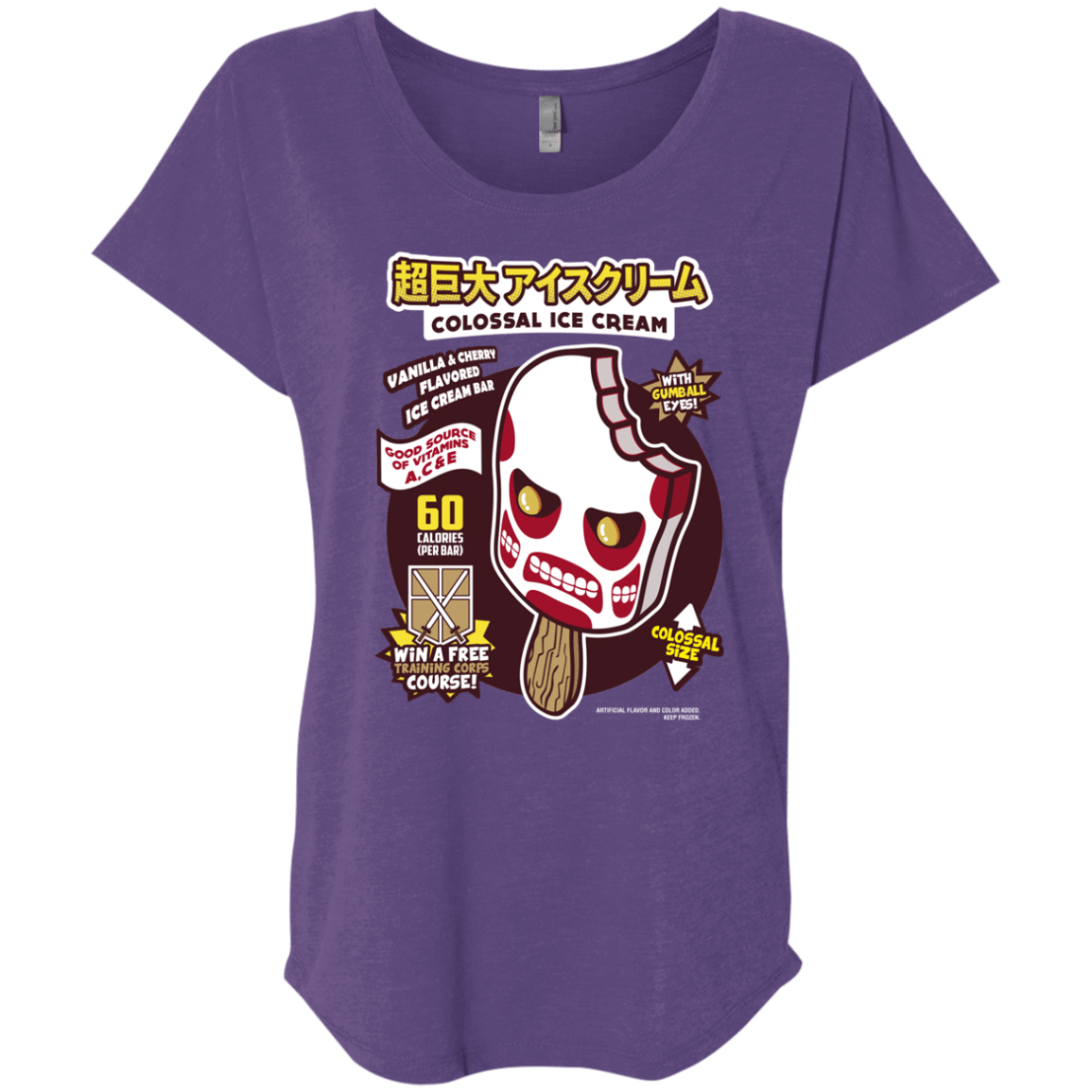 T-Shirts Purple Rush / X-Small Colossal Ice Cream Triblend Dolman Sleeve