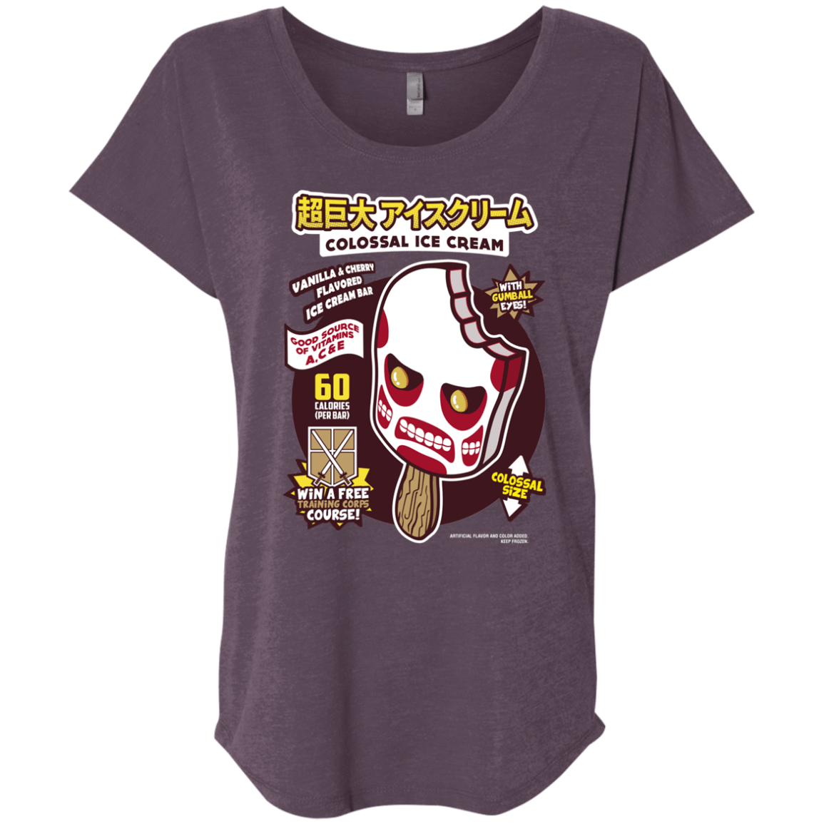 T-Shirts Vintage Purple / X-Small Colossal Ice Cream Triblend Dolman Sleeve