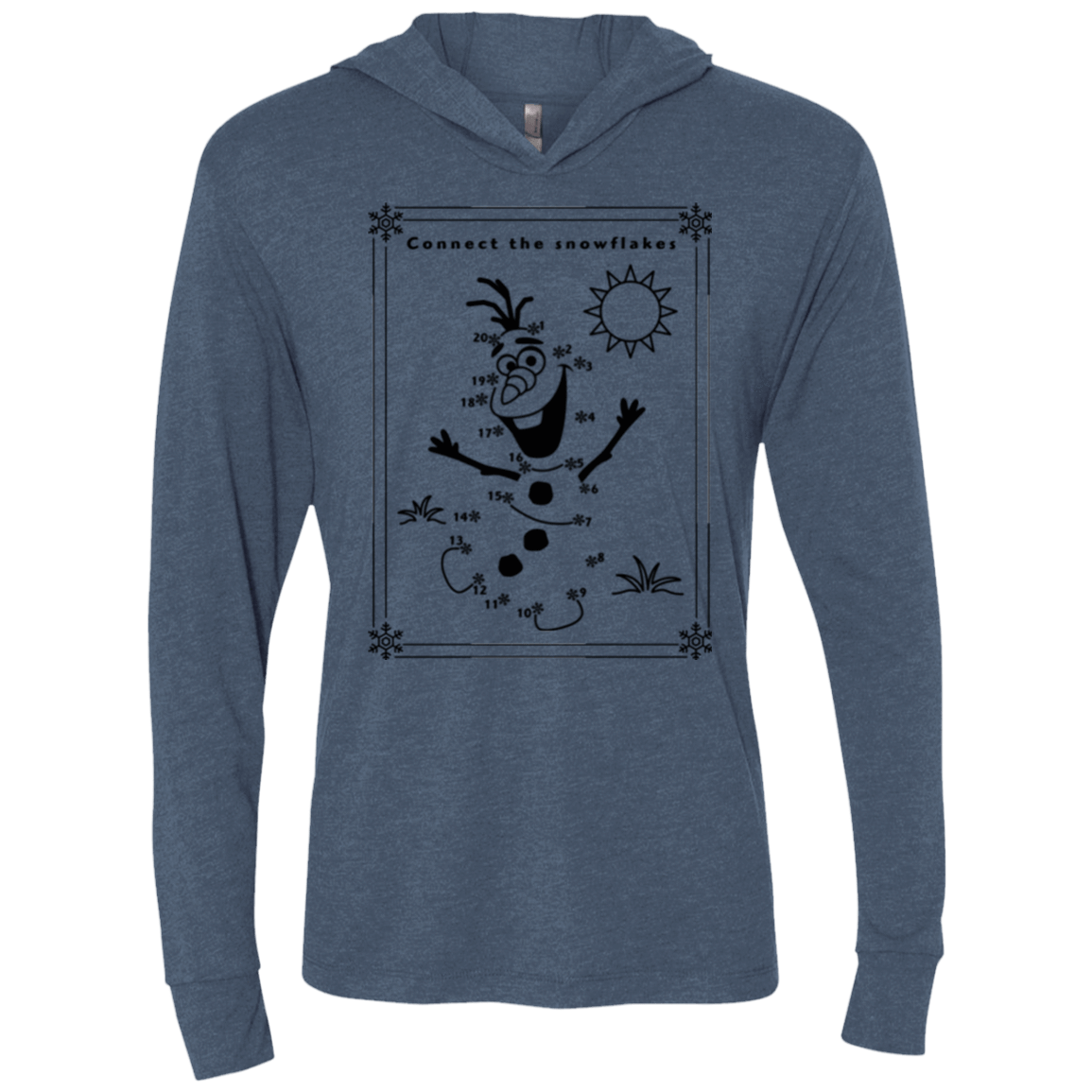 T-Shirts Indigo / X-Small Connect the snowflakes Triblend Long Sleeve Hoodie Tee