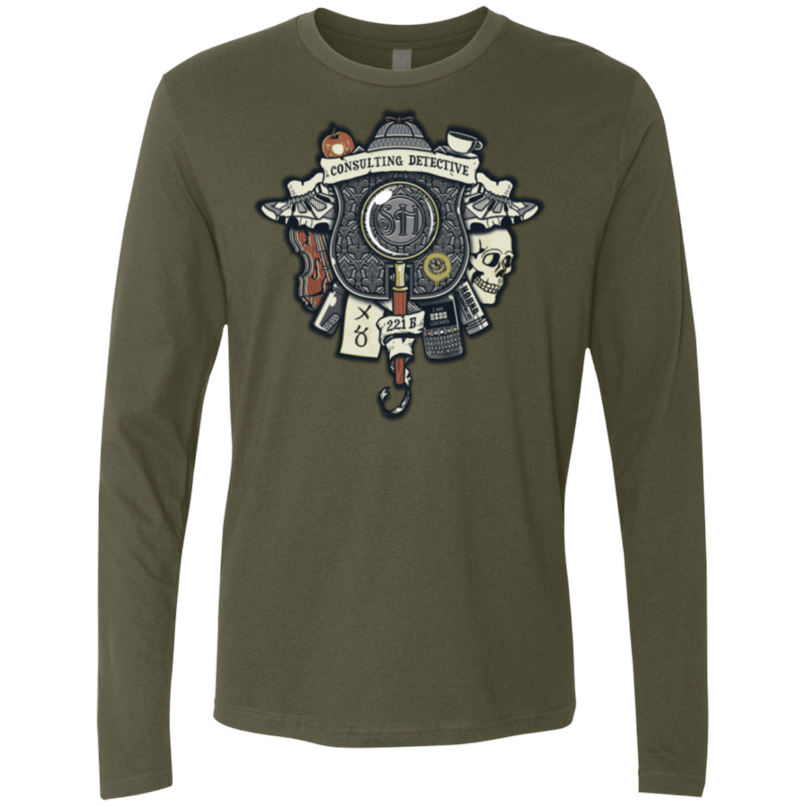 T-Shirts Military Green / Small Consulting Detective Men's Premium Long Sleeve