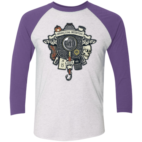 T-Shirts Heather White/Purple Rush / X-Small Consulting Detective Men's Triblend 3/4 Sleeve