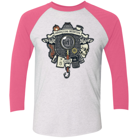 T-Shirts Heather White/Vintage Pink / X-Small Consulting Detective Men's Triblend 3/4 Sleeve