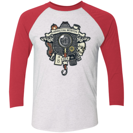 T-Shirts Heather White/Vintage Red / X-Small Consulting Detective Men's Triblend 3/4 Sleeve