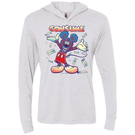 T-Shirts Heather White / X-Small CONSUME 1 Triblend Long Sleeve Hoodie Tee
