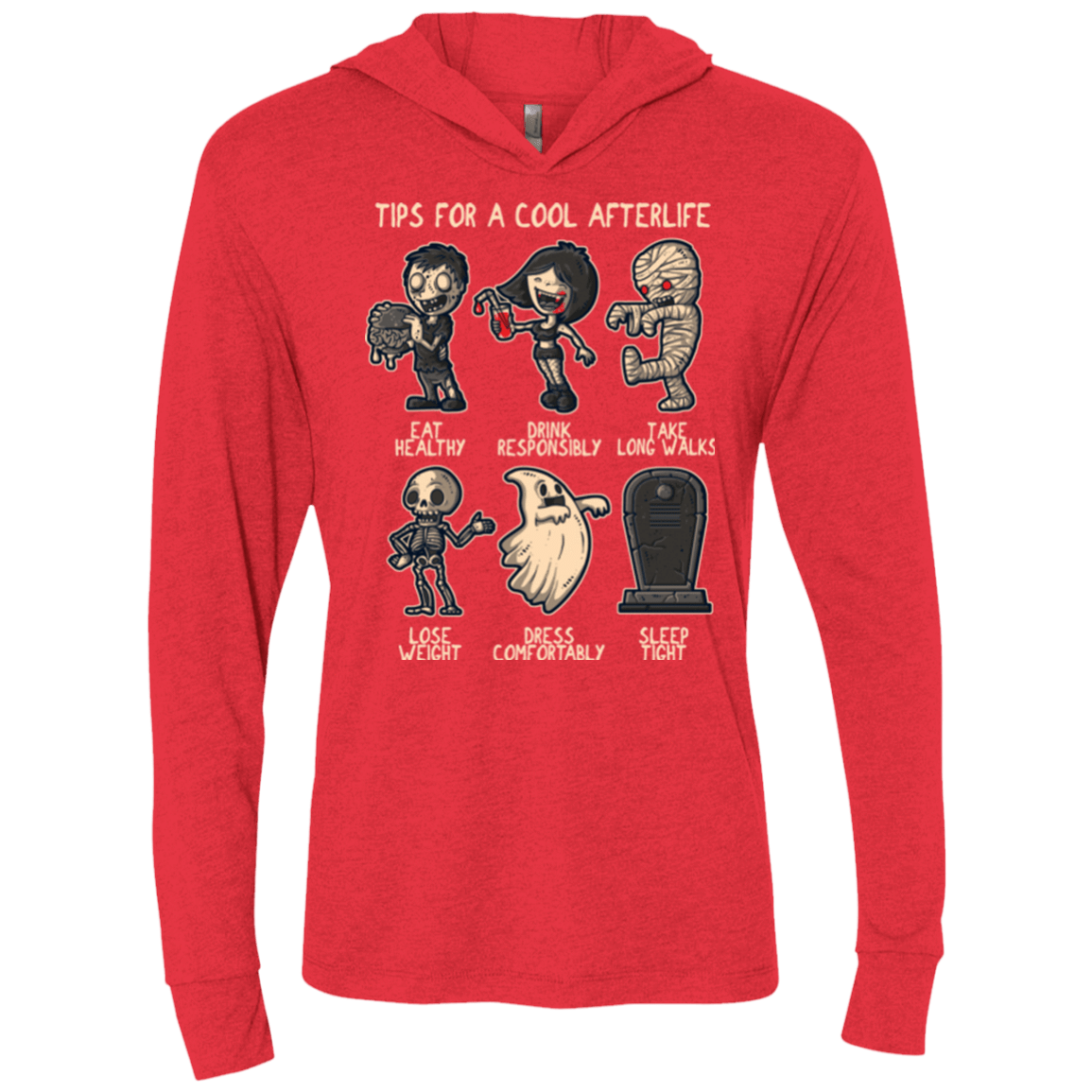 T-Shirts Vintage Red / X-Small Cool Afterlife Triblend Long Sleeve Hoodie Tee