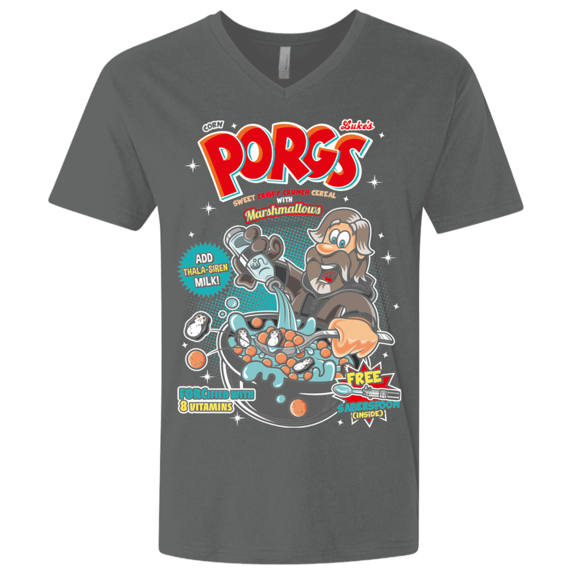 T-Shirts Heavy Metal / X-Small Corn Porgs Men's Premium V-Neck