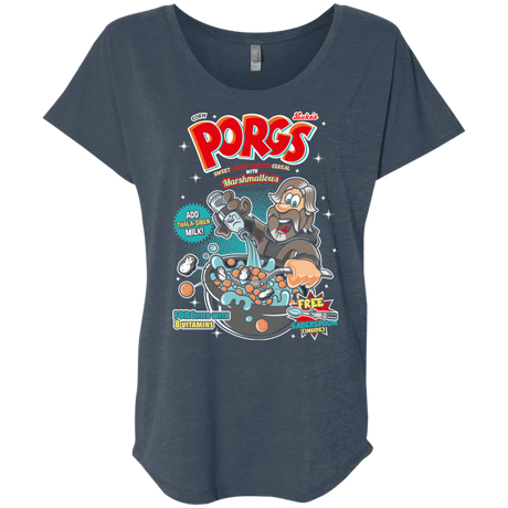 T-Shirts Indigo / X-Small Corn Porgs Triblend Dolman Sleeve