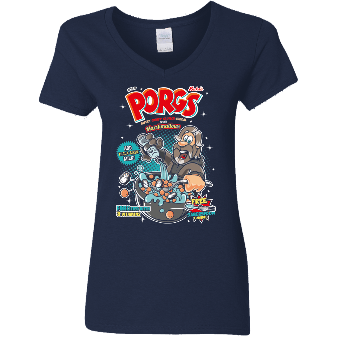 T-Shirts Navy / S Corn Porgs Women's V-Neck T-Shirt