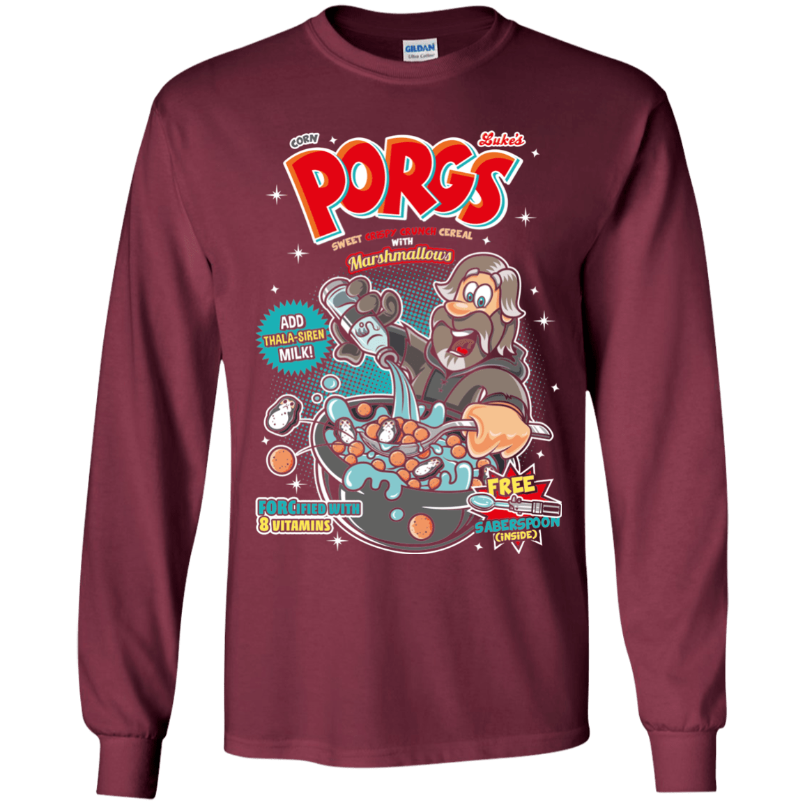 T-Shirts Maroon / YS Corn Porgs Youth Long Sleeve T-Shirt