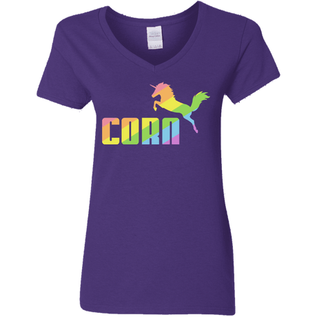 T-Shirts Purple / S Corn Women's V-Neck T-Shirt