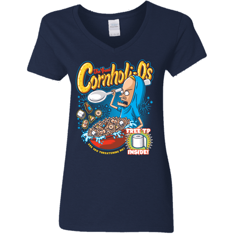 T-Shirts Navy / S Cornholi-O's Women's V-Neck T-Shirt