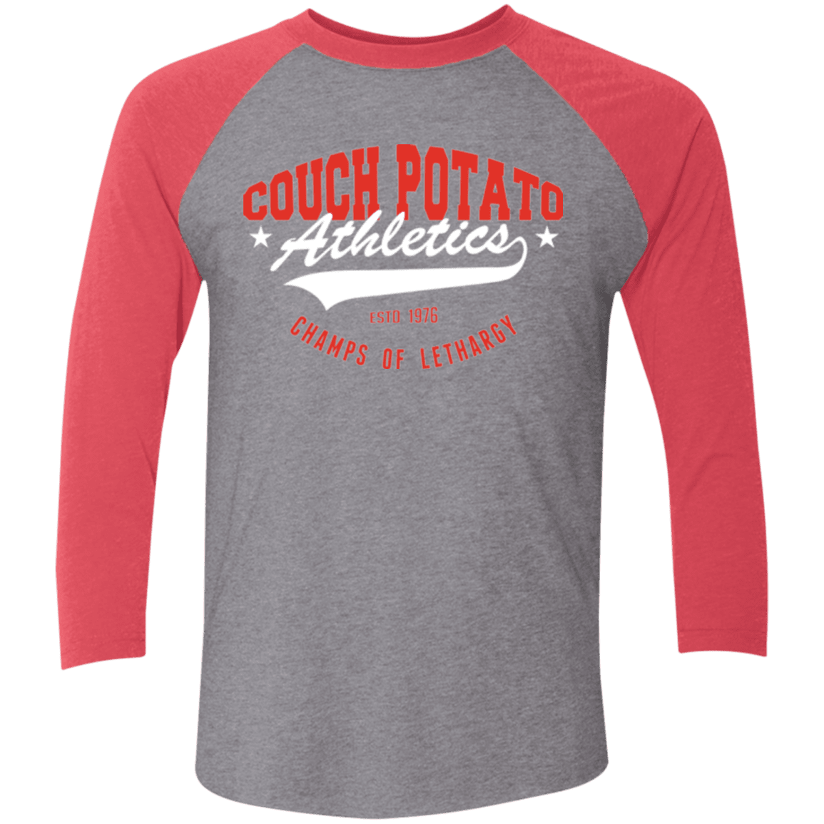 T-Shirts Premium Heather/ Vintage Red / X-Small Couch Potato Men's Triblend 3/4 Sleeve