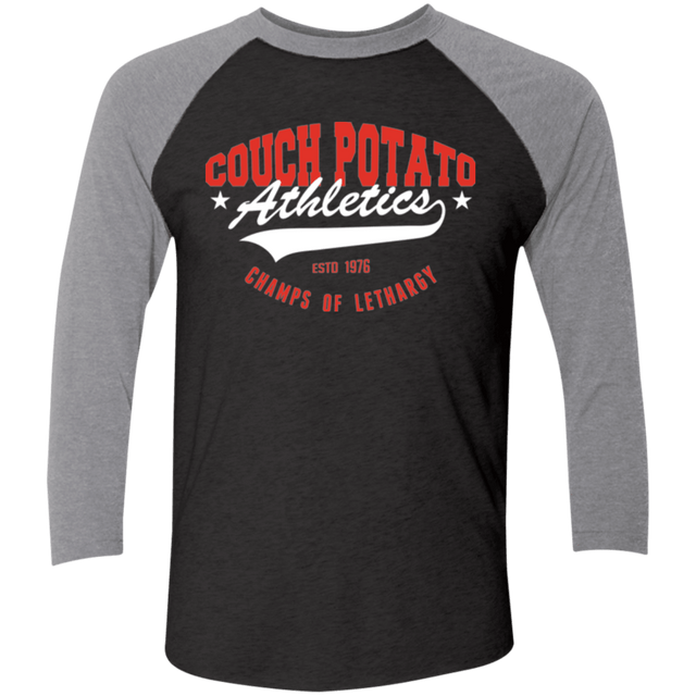 T-Shirts Vintage Black/Premium Heather / X-Small Couch Potato Men's Triblend 3/4 Sleeve