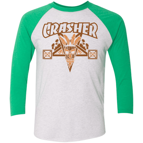 T-Shirts Heather White/Envy / X-Small CRASHER Men's Triblend 3/4 Sleeve