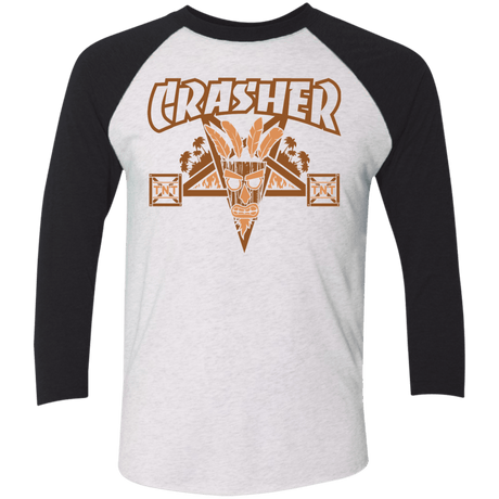 T-Shirts Heather White/Vintage Black / X-Small CRASHER Men's Triblend 3/4 Sleeve